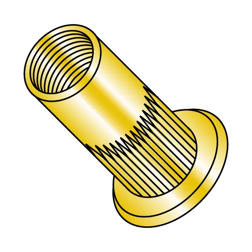 Blind Threaded Inserts - Flat Head Ribbed - Zinc Yellow (Metric)