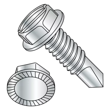 1/4-20X1 1/2  A/F.428-.437  Slot Indented hex wash Serrated Self Drill  Full Thread Zinc