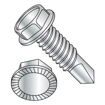 1/4-20X1 1/2  7/16 A/F Unslotted Indented Hexwasher Serr SDS M/S Full Thread Zinc Bake