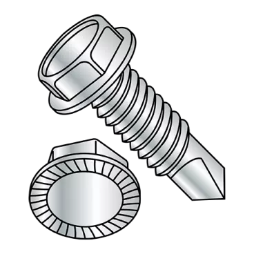 1/4-20X5/8  7/16 A/F Hd Hgt.172-.190 Unslot Ind Hexwash Serrate Self Drill F/T #2 Zinc Bake