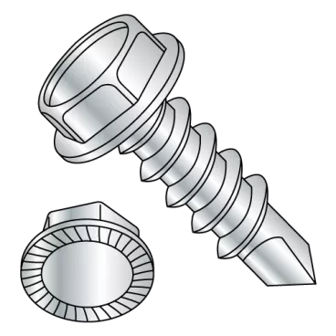 8-18X3/4  A/F.244-.250 Head Hgt.096-.110 Unslt Hexwash Serated Self Drill Full Thread Zinc