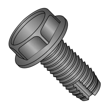 1/4-20X3/8  Unslotted Indented Hex Washer Thread Cutting Screw Type 1 Fully Threaded Black O
