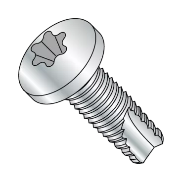 5/16-18X1  Six Lobe Pan Thread Cutting Screw Type 23 Fully Threaded Zinc And Bake