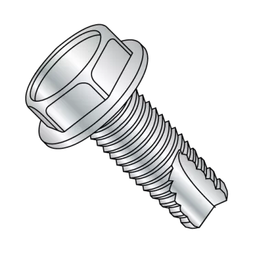 10-24X1  Unslotted Indented Hex Washer Thread Cutting Screw Type 23 Full Thread Zinc Bake
