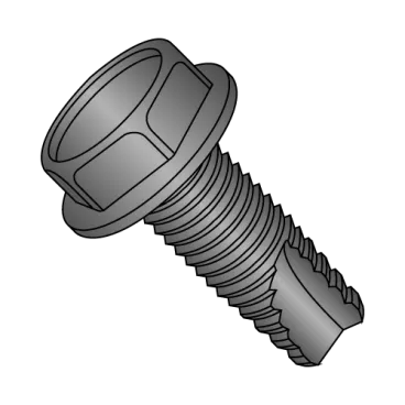 1/4-20X3/4  Unslotted Indented Hex Washer Thread Cutting Screw Type 23 Full Thread Black Ox