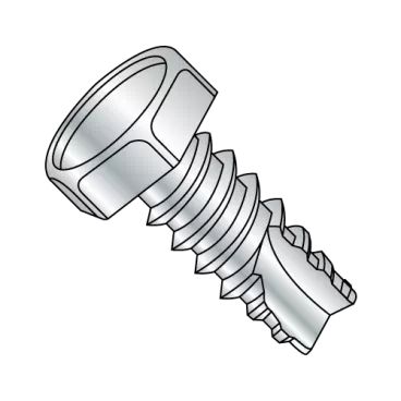 1/4-14X1  Unslotted Indented Hex Thread Cutting Screw Type 25 Fully Threaded Zinc And Bake