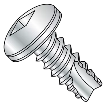 8-18X1  Square Drive Pan Thread Cutting Screw Type 25 Fully Threaded Zinc And Bake