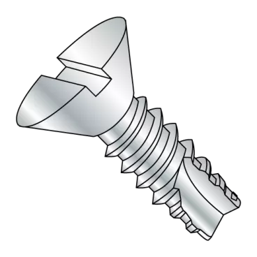 6-20X3/8  Slotted Flat Thread Cutting Screw Type 25 Fully Threaded Zinc