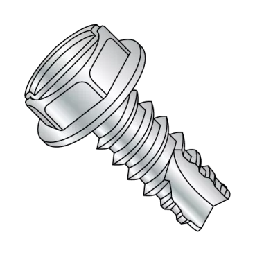 6-20X3/8  Slotted Indented Hex Washer Thread Cutting Screw Type 25 Full Threaded Zinc Bake