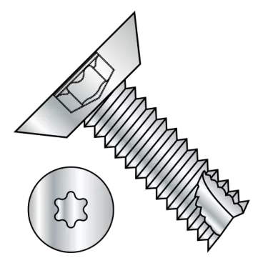 4-24X1/4  6 Lobe Flat Undercut Thread Cutting Screw Type 25 Fully Threaded Zinc And Bake