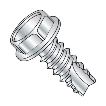 10-16X1/2  Unslotted Indented Hex Washer Thread Cutting Screw Type 25 Fully Threaded Zinc
