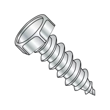 1/4-14X1  Indented Hex Unslotted Self Tapping Screw Type A B Fully Threaded Zinc And Bake