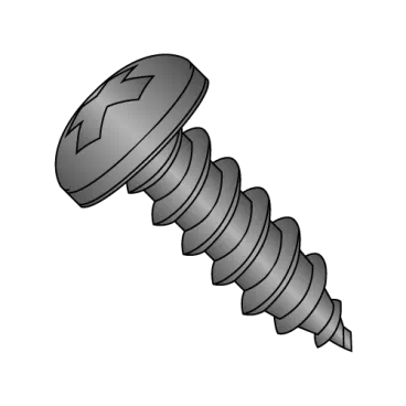 6-20X3/4  Phil Pan Self Tapping Screw Type A B Full Thread 18 8 Stainless Steel Black Ox