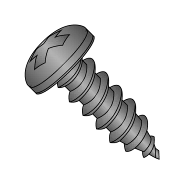4-24X3/4  Phillips Pan Self Tapping Screw Type A B Fully Threaded Black Zinc And Bake
