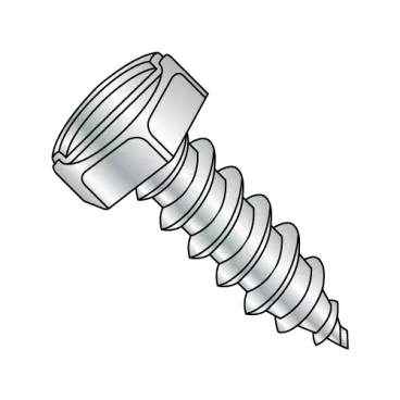1/4-14X1  Indented Hex Slotted Self Tapping Screw Type A B Fully Threaded Zinc And Bake