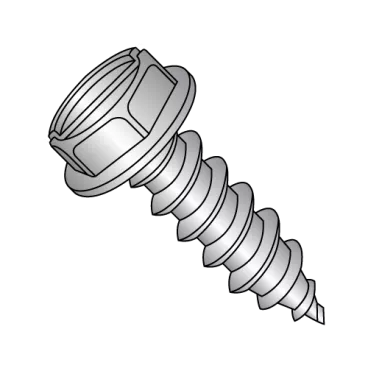 6-20X3/8  Slot Ind Hex Wash Self Tapping Screw Type AB Fully Threaded 18-8 Stainless Ste