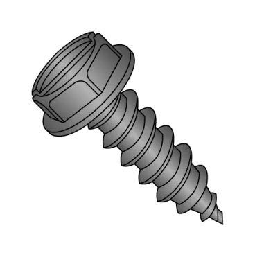 6-20X1/2  Slotted Ind Hex Washer Self Tapping Screw Type A B Full Thread Black Zinc Bake