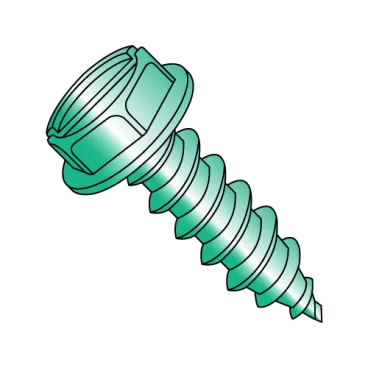 8-18X3/8  Slot Ind Hex Wash Grounding Self Tapping Screw Type AB Full Thrd Zinc Bake Green