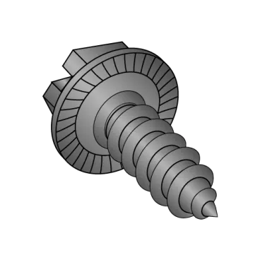 8-18X3/8  Indent Hex Washer Slot Self Tapping Screw Type A B Serrated Full Thread Black Ox