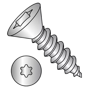 10-16X1 1/4  6 Lobe Flat Self Tapping Screw Type AB Fully Threaded 18 8 Stainless Steel