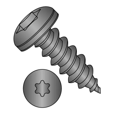10-16X5/8  6 lobe Pan Self Tapping Screw Type A B Full Thread 18 8 Stainless Steel Black Ox