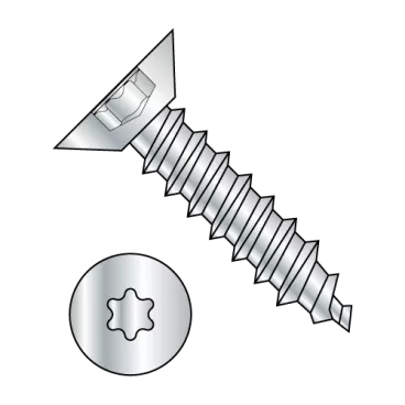 10-16X1/2  Six Lobe Flat Undercut Self Tapping Screw Type A B Fully Threaded Zinc and Bake
