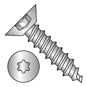 10-16X1/2  Six Lobe Flat Undercut Self Tap Screw Type A B Full Thread 18 8 Stainless Steel
