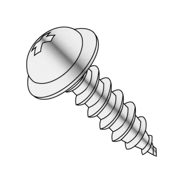 8-15X1  Phillips Round Washer Self Tapping Screw Type A Fully Threaded Chrome