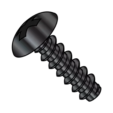 8-18X3/8  Phillips Full Contour Truss Self Tap Screw Type B Full Thread Black Zinc Bake