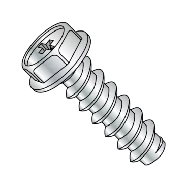 8-18X3/8  Phillips Indented Hex Washer Self Tapping Screw Type B Fully Threaded Zinc Bake