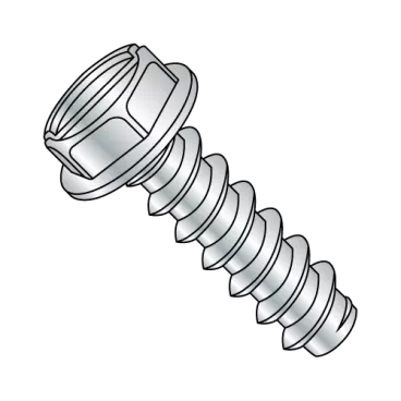 6-20X3/8  Slotted Indented Hex Washer Self Tapping Screw Type B Fully Threaded Zinc Bake