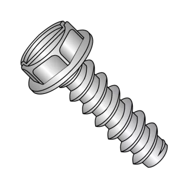 6-20X3/8  Slotted Indented Hex Washer Self Tapping Screw Type B Fully Thread 18 8 Stainles