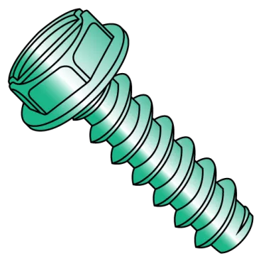 8-18X3/8  Slotted Indented Hex Washer Self Tapping Screw Type B Fully Thread ZC Bake Green
