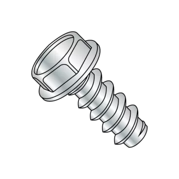 10-16X1/2  Unslotted Indented Hexwasher Self Tapping Screw Type B Full Thread Zinc and Bake