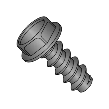 1/4-14X1  Unslotted Indent Hex Washer Self Tapping Screw Type B Full Thread Black Oxide