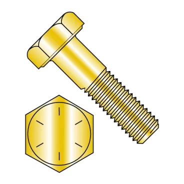 9/16-18X6 1/2  Fine Thread Hex Cap Screw Grade 8 Zinc Yellow