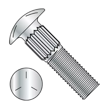 1/4-20X3/4  Ribbed Neck Carriage Bolt Grade 5 Fully Threaded Zinc