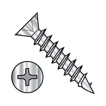 7-12X3/4  Phillips Flat Head no Nibs Deep Thread Wood Screw F/T 410 Stainless Bright Hard