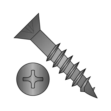 8-11X3  Phillips Flat Head no Nibs Deep Thread Wood Screw 2/3 Threaded Black Oxide