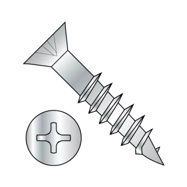 8-11X1 3/4  Phillips Flat Head no Nibs Deep Thread Wood Screw 2/3 Threaded Zinc Bake