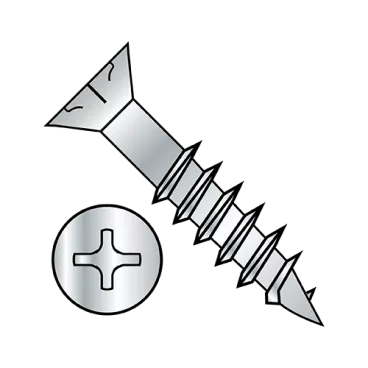 10-9X1 1/2  Phillips Flat Head w/Nibs Deep Thread Wood Screw 2/3 Threaded Zinc Bake