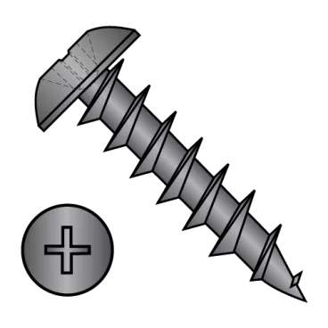6-13X5/8  Phillips Truss Deep Thread Wood Screw Full Thread Black OxIde