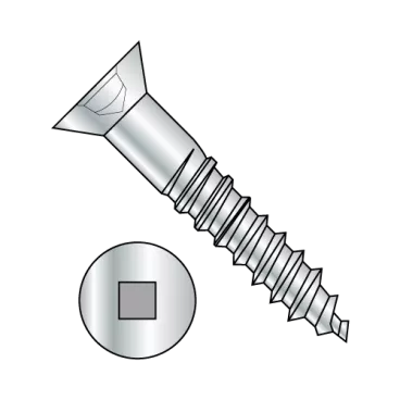 8-15X1/2  Square Drive Flat Head Full Body Wood Screw 2/3 Thread Zinc