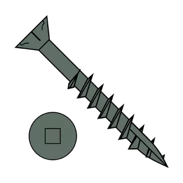 8-8X1 5/8  Square Flat Nibs Deck Screw Type17 2/3 Thread Green Ceramic 1,200HR Salt Spray