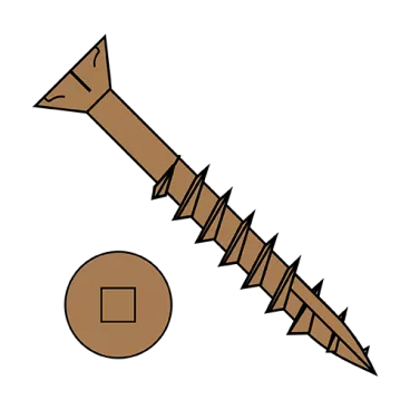 8-8X1 5/8  Square Flat Nibs Deck Screw Type17 2/3 Thread Tan Ceramic 1,200HR Salt Spray