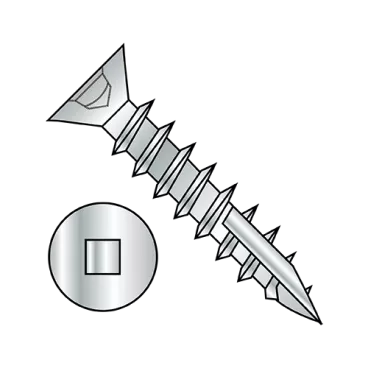 6-13X3/4  Flat Head Nibbed Square Drive Deep Thread Wood Screw Type 17 Full Thrd Zinc Bake