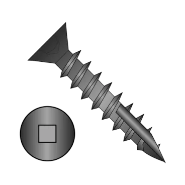 6-13X5/8  Square Drive Flat Head No Nibs Deep Thread Wood Screw Type 17 Full Thrd Black Ox