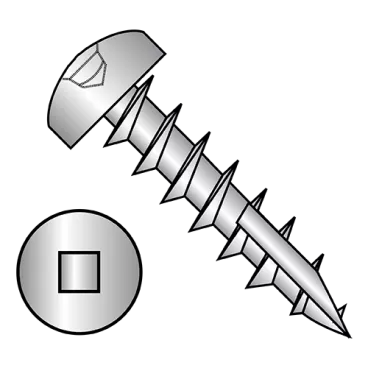 8-11X5/8  Square Drive Pan Head Deep Thread Screw Type 17 Full Thred 18 8 Stainless Steel
