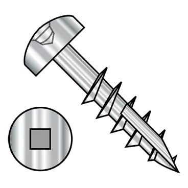 6-13X1 1/4  Square Drive Pan Head Deep Thread Screw Type 17 2/3 Thread 18 8 Stainless Steel