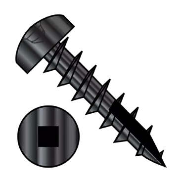 8-11X5/8  Square Drive Pan Head Deep Thread Screw Type 17 Full Thread Black Oxide & Oil